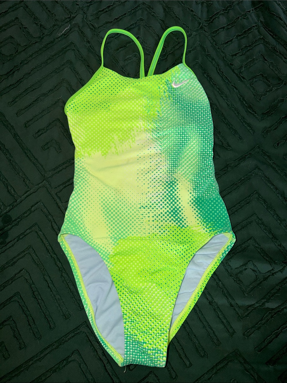 Nike Neon Green and Teal Girls' One-Piece Swimsuit
